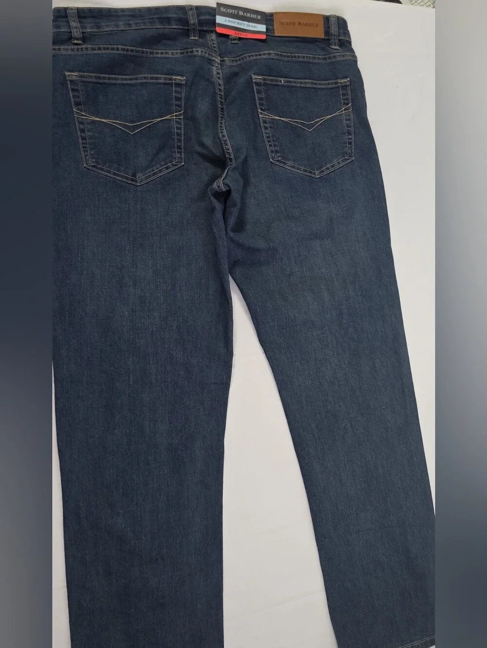 Scott Barber Straight Fit Medium Wash Blue Denim Stretch 5Pocket Jeans 34x34 NWT
